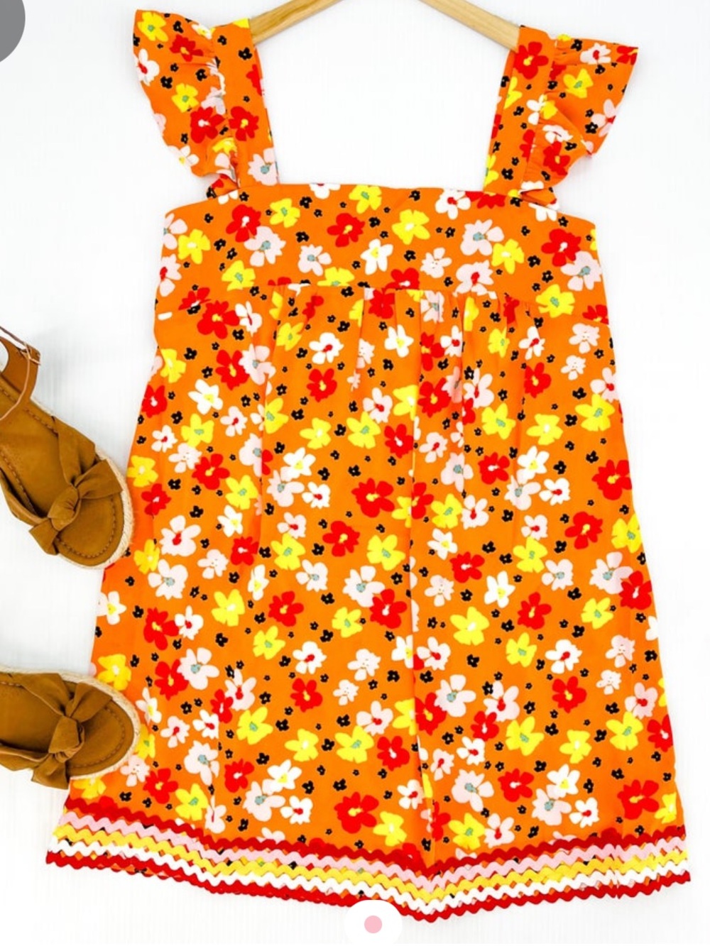 NWT Emily Wonder Retro Floral Floral Square-Neck Flounce Sleeves Dress